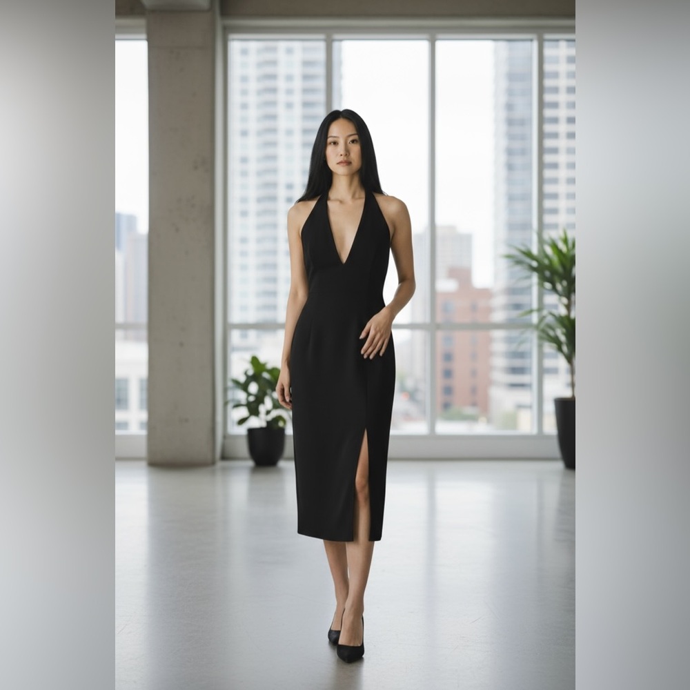 Elegant Black Halter Dress